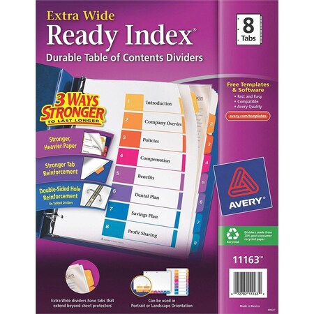 Avery Index, Rdy, Xw, 1-8, Mi 8PK AVE11163